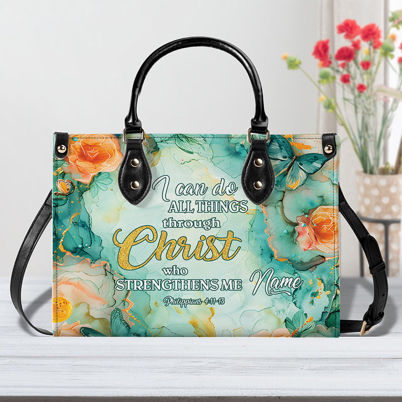 I Can Do All Things Christian Bible Verse Leather Handbag ID-0708-8KGV