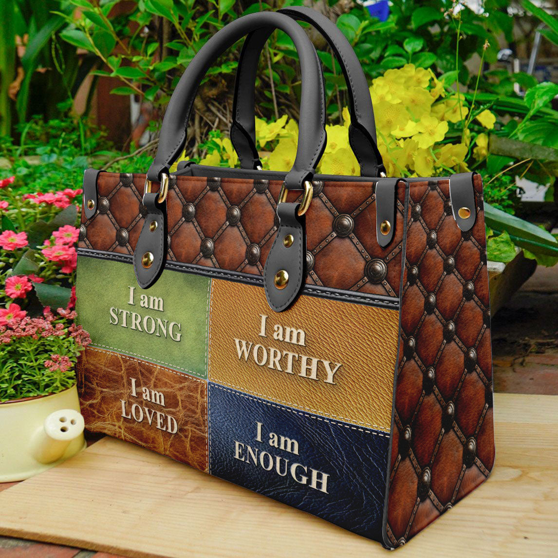 God Says I Am PU Leather Handbags For Women- Christian Church Bag ID-0402-W4VR