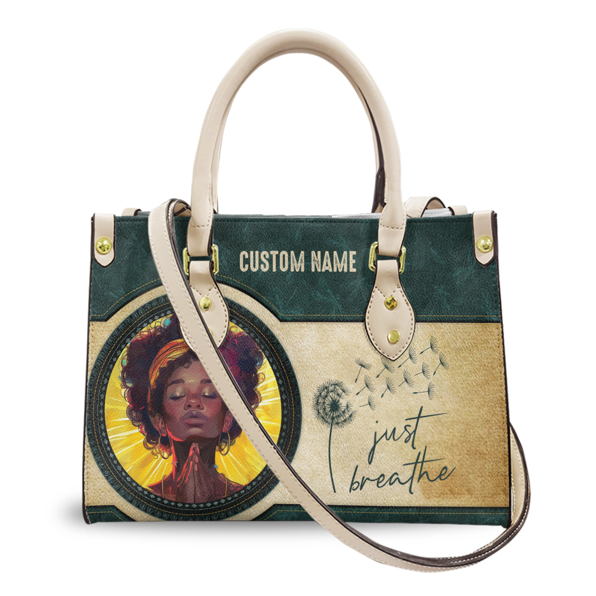 Just Breathe PU Leather Handbag For Black Women- Yoga Teacher Bag Gift ID-0519-OSWP