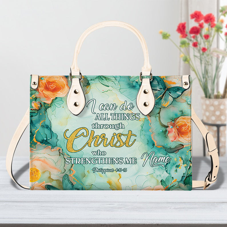 I Can Do All Things Christian Bible Verse Leather Handbag ID-0708-8KGV
