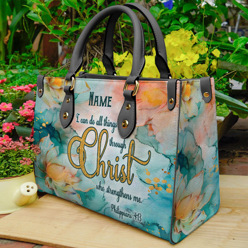 I Can Do All Things... Faith Quote Leather Handbag for Women ID-0708-BWGU