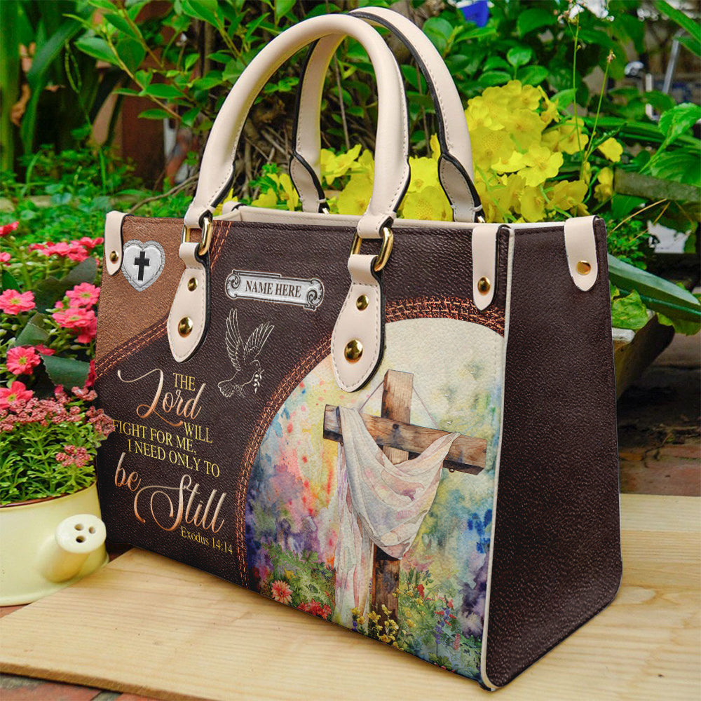 The Lord Will Fight For Me Religious Leather Handbag- Bible Verse Bag For Christian ID-0324-HAXP