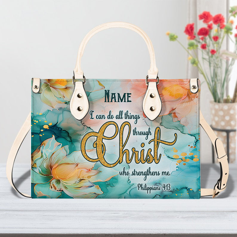 I Can Do All Things... Faith Quote Leather Handbag for Women ID-0708-BWGU