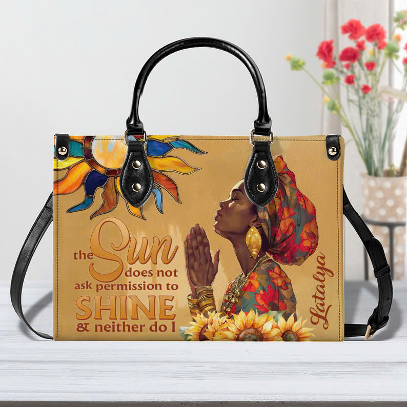Golden Spirit Empowerment- Personalized Leather Handbag For Black Women ID-0322-R3QO