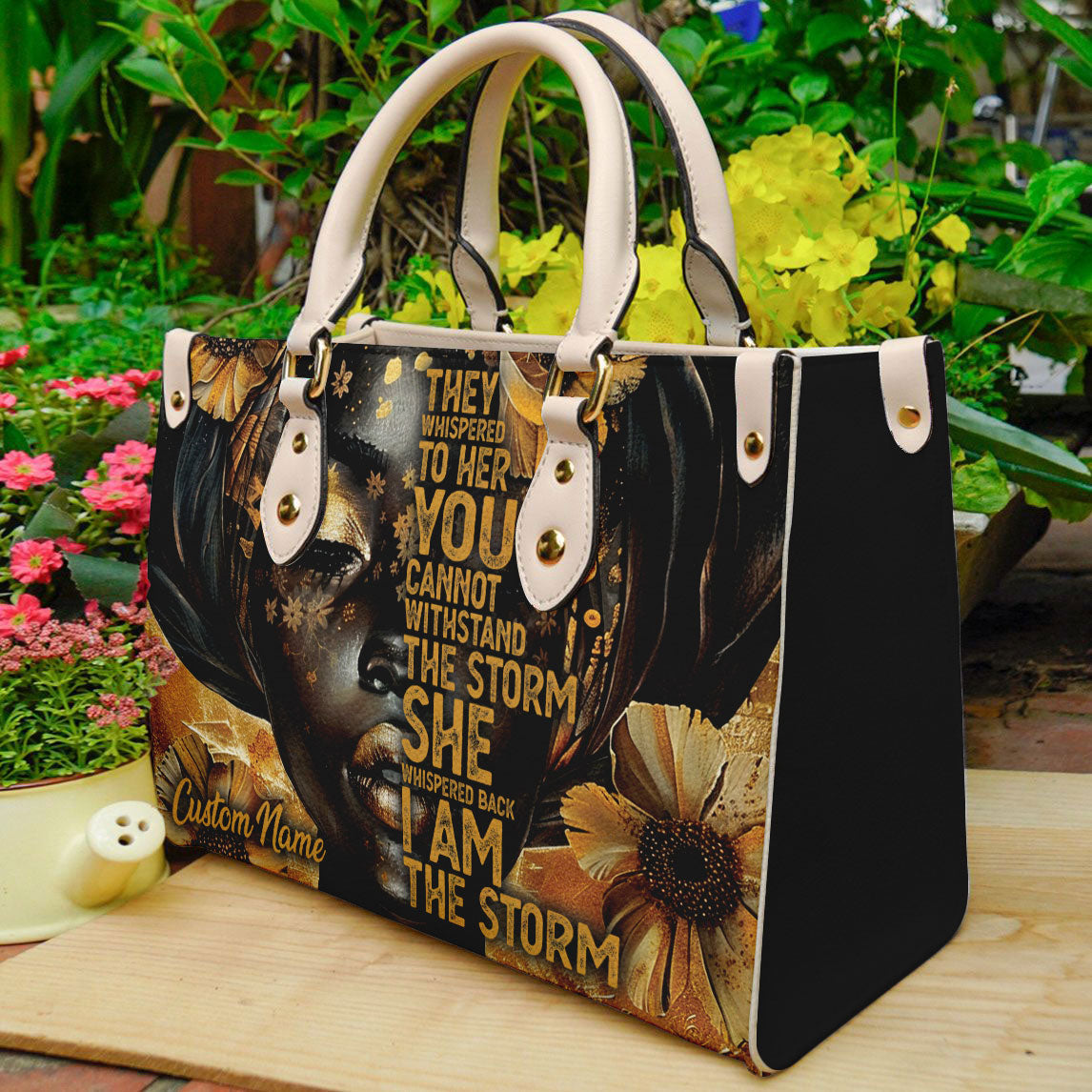 I Am The Storm Inspirational Leather Handbag for Black Women ID-0322-GVEL