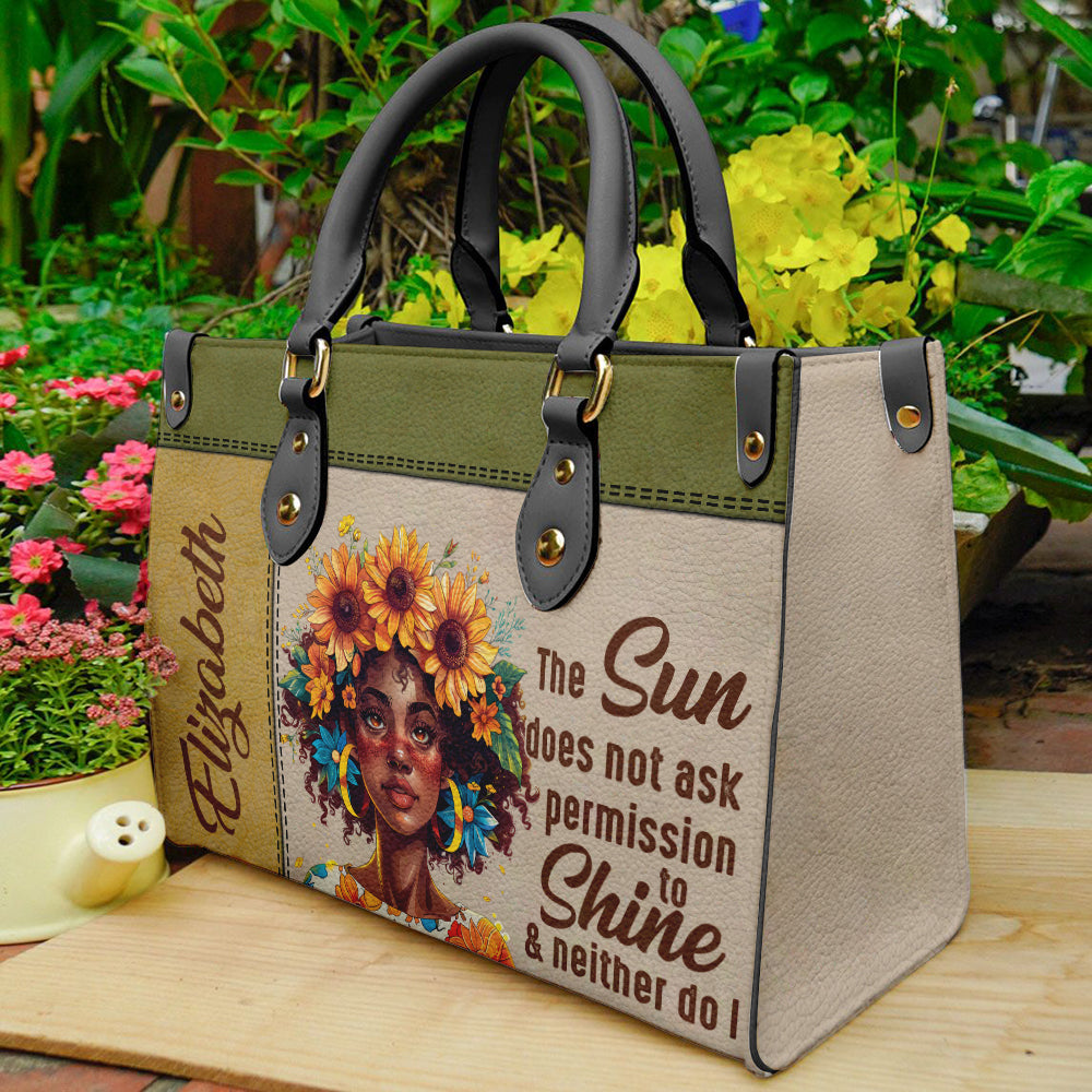 Motivational PU Leather Handbag Designed for Strong Black Women ID-0528-90IZ