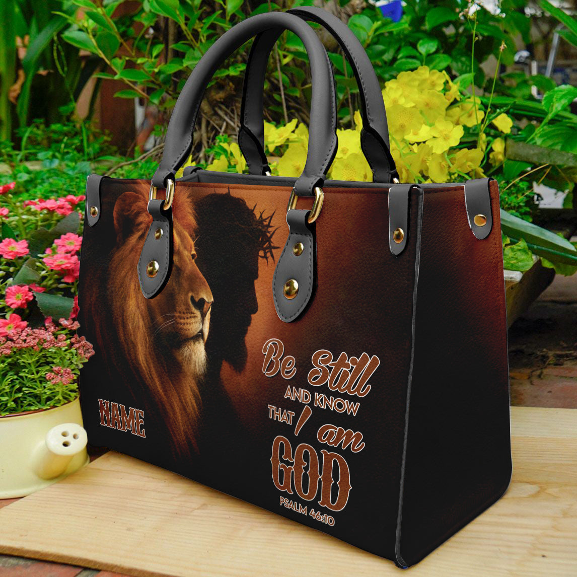 Be Still and Know That I am God Jesus Motivational Religious Bag- Bible Verse PU Leather Handbag ID-0503-W5V4