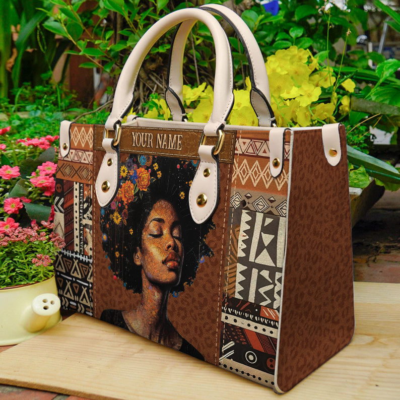 Black Girl Magic Personalized PU Leather Handbag- African American Women Bag ID-0416-PD52