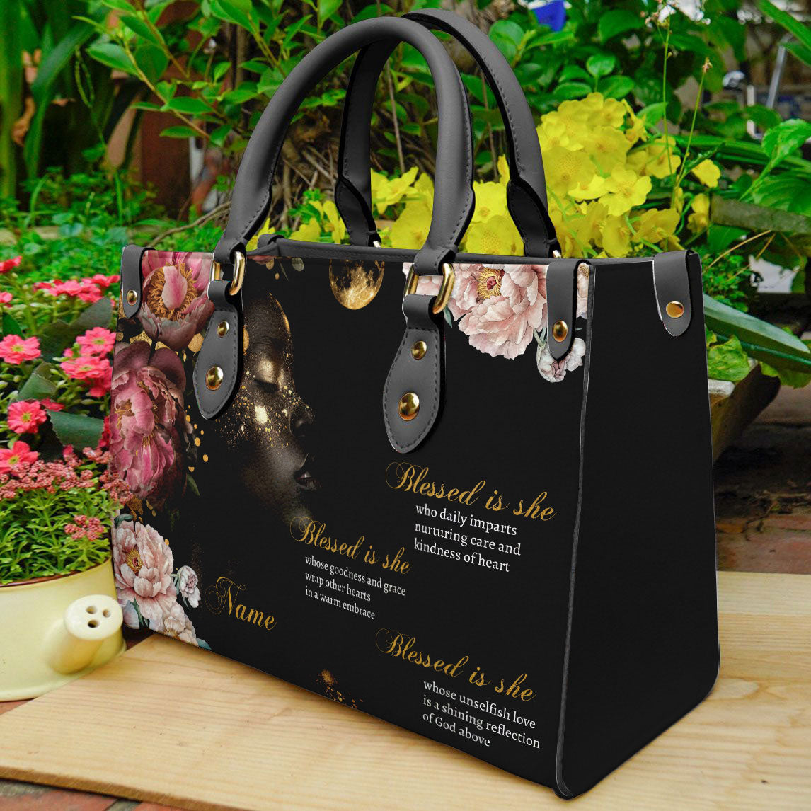 Blessed Is She Leather Handbag For Black Women ID-0322-E8CY
