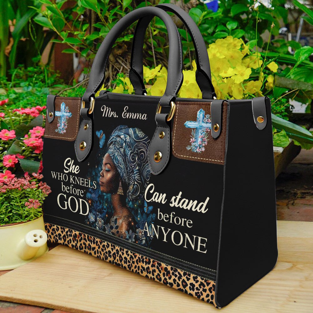 Leather Handbag For African American Women, She Kneels Before God Bible Bag For Christian ID-0321-W0K4