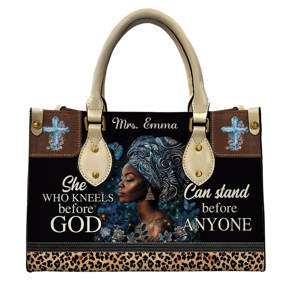 Leather Handbag For African American Women, She Kneels Before God Bible Bag For Christian ID-0321-W0K4