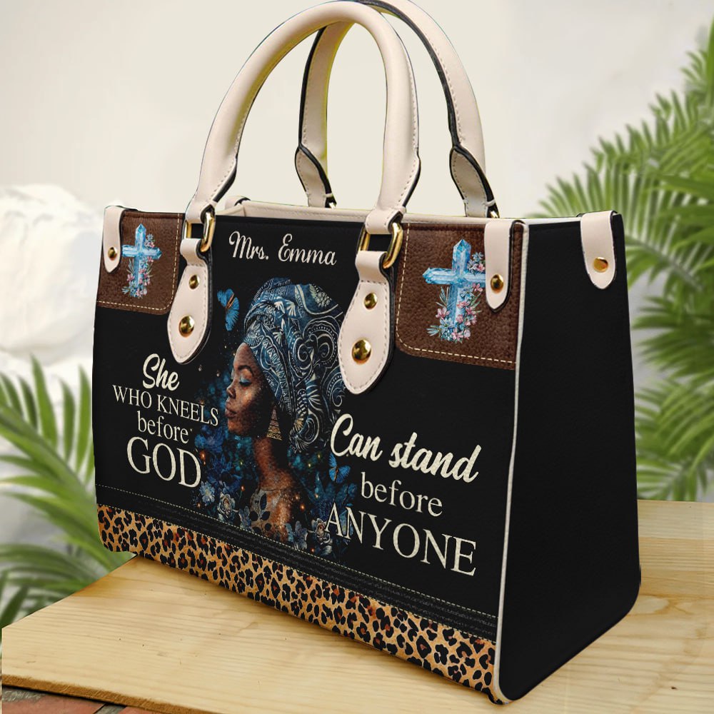 Leather Handbag For African American Women, She Kneels Before God Bible Bag For Christian ID-0321-W0K4