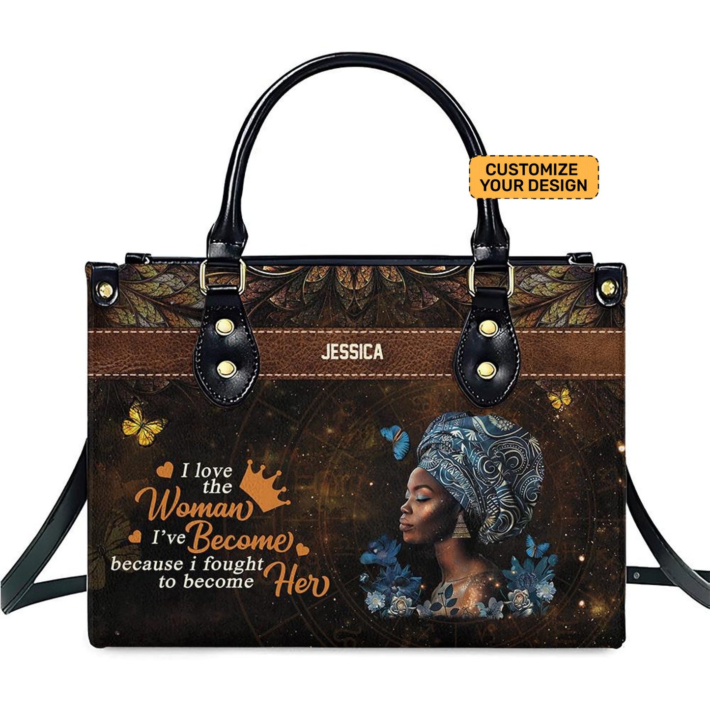 I Love The Woman I've Become Inspirational Bag Gift- PU Leather Handbag For Black Women Umds25