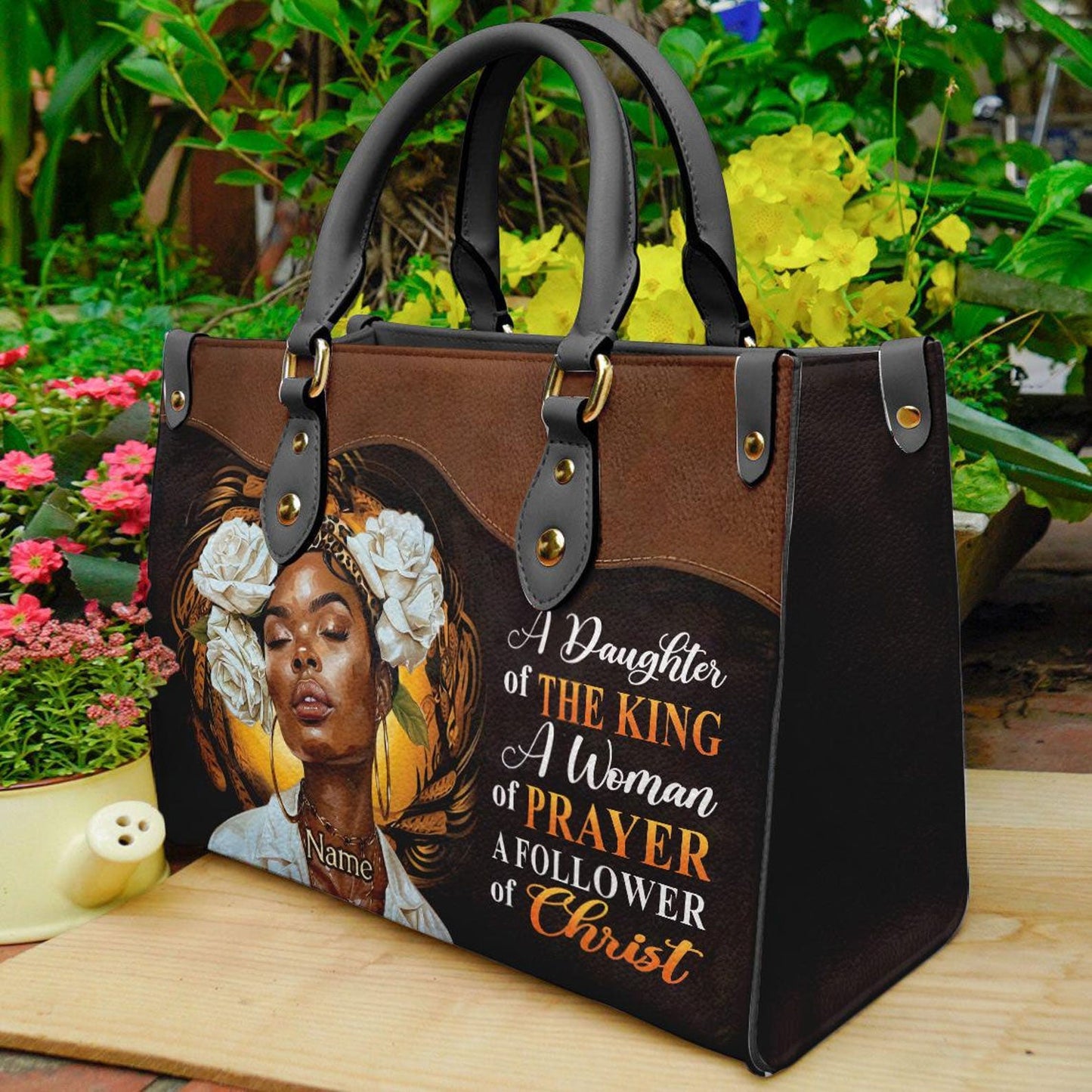 A Daughter Of The King Inspirational Leather Handbag for Black Women ID-0322-SKXI