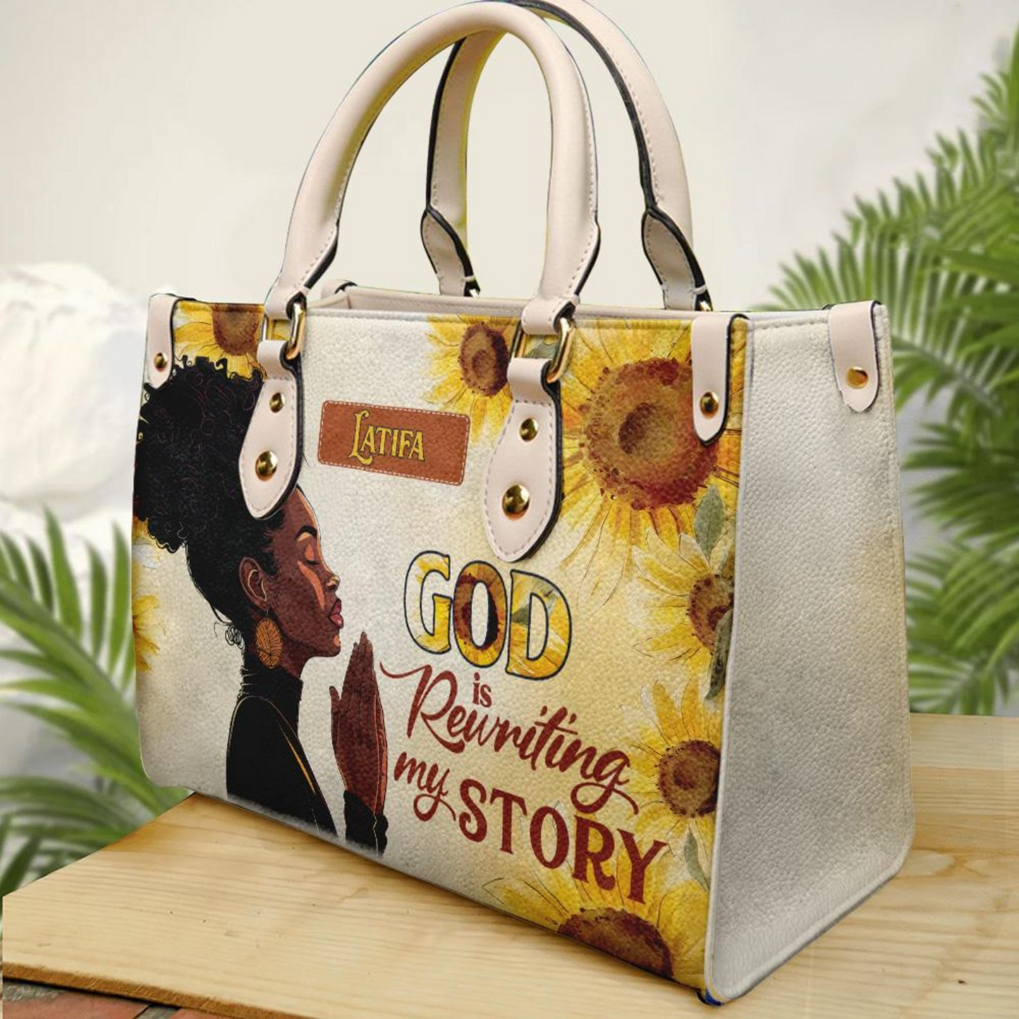 God Is Rewriting My Story Jesus Motivational PU Leather Handbag For Black Gir Umu1-32