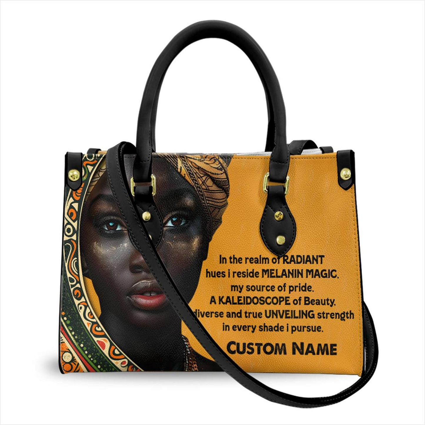 Melanin Magic Custom PU Leather Handbag For Black Women ID-0417-ZWZV