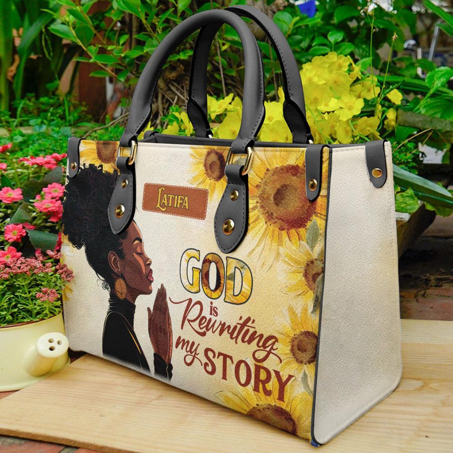 God Is Rewriting My Story Jesus Motivational PU Leather Handbag For Black Gir Umu1-32
