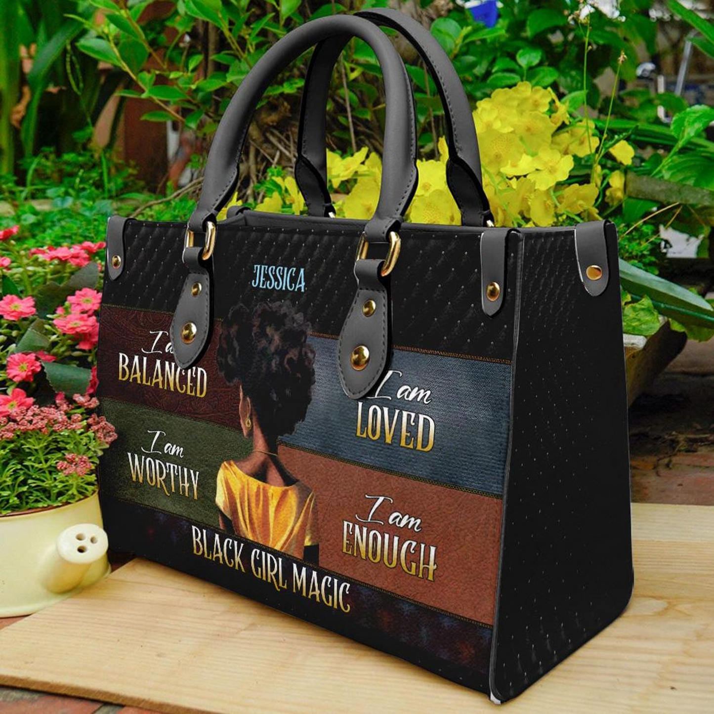 Black Girl Magic Motivational Bag- PU Leather Handbag For Black Women Umu1-39