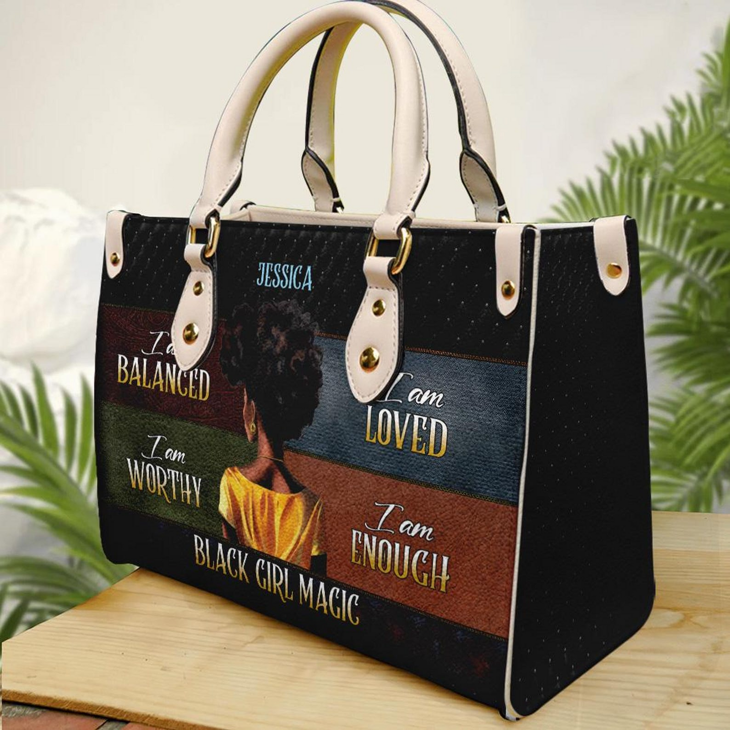 Black Girl Magic Motivational Bag- PU Leather Handbag For Black Women Umu1-39