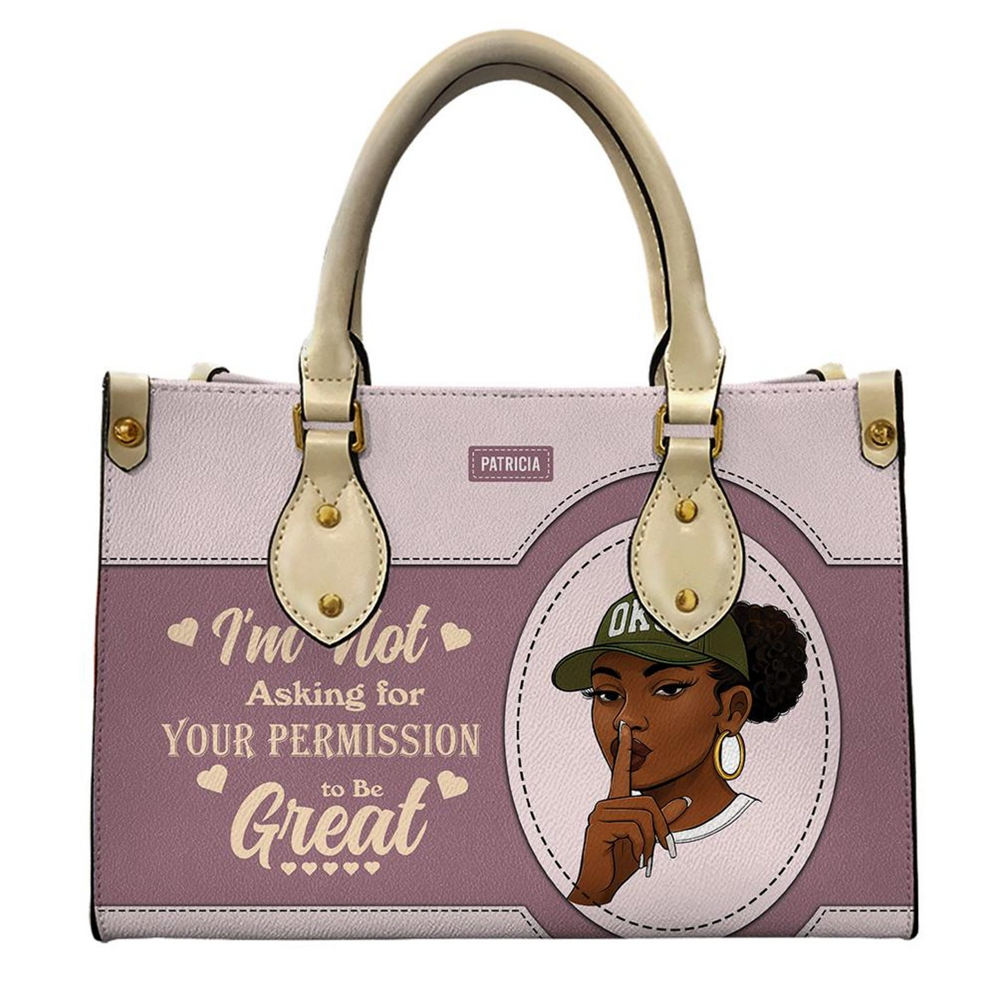 Strong Girl Pop Art Motivational PU Leather Handbag For Black Women Umds15