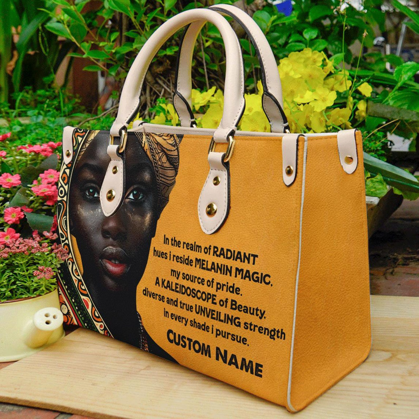 Melanin Magic Custom PU Leather Handbag For Black Women ID-0417-ZWZV