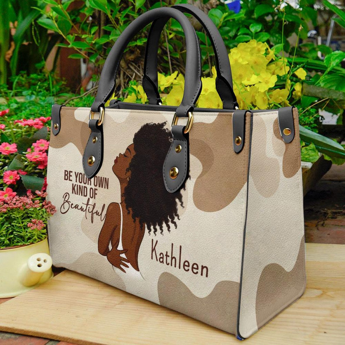 Be Your Own Kind Of Beautiful Inspirational Handbag- Personalized PU Leather Handbag For Black Women Umds11