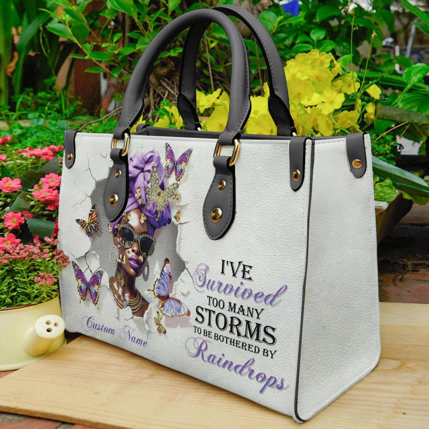 I've Survived Too Many Storms Inspirational Leather Handbag For Black Women ID-0417-JMYH