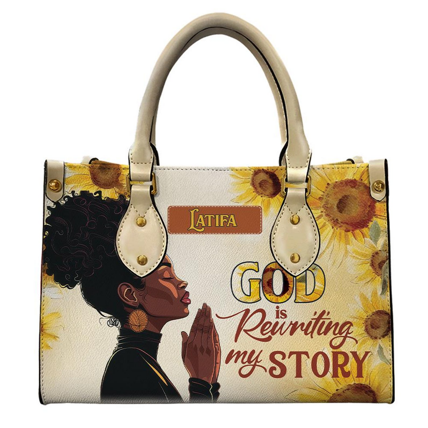 God Is Rewriting My Story Jesus Motivational PU Leather Handbag For Black Gir Umu1-32