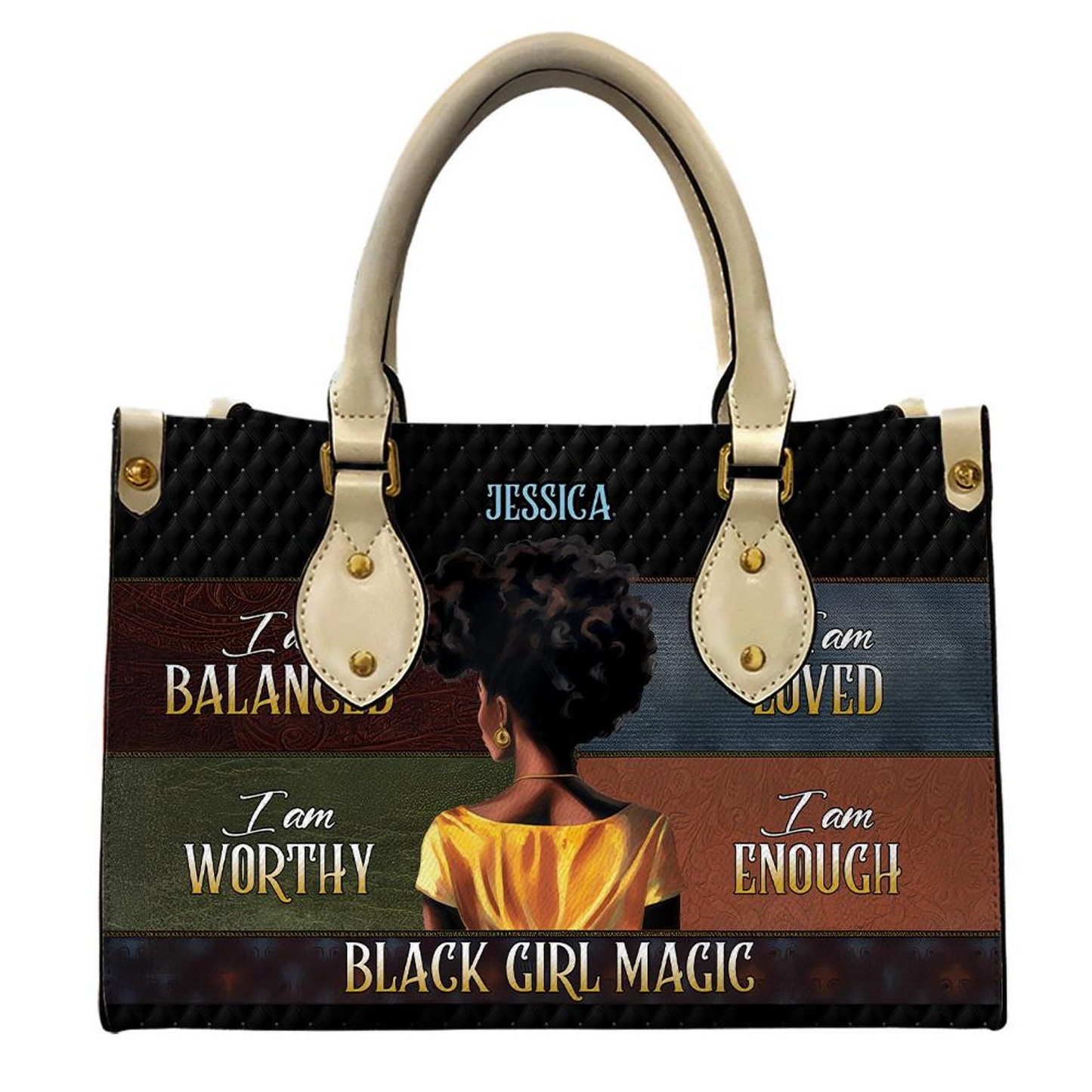 Black Girl Magic Motivational Bag- PU Leather Handbag For Black Women Umu1-39