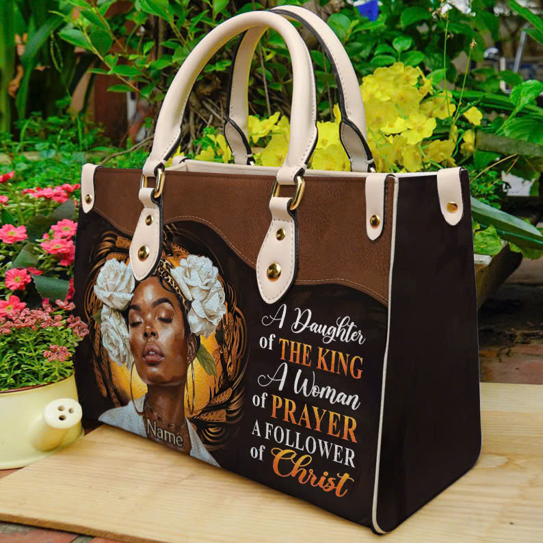 A Daughter Of The King Inspirational Leather Handbag for Black Women ID-0322-SKXI