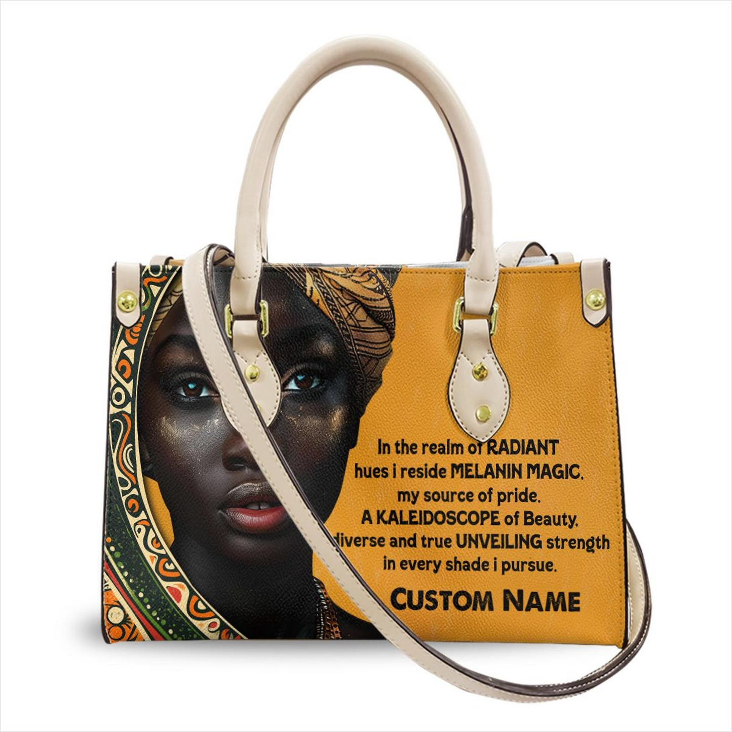 Melanin Magic Custom PU Leather Handbag For Black Women ID-0417-ZWZV