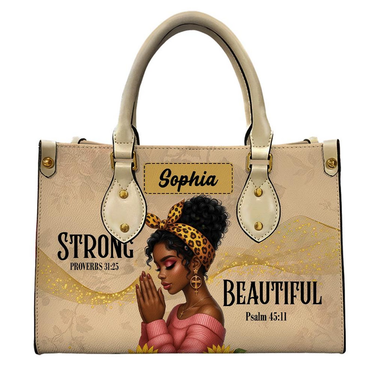 Strong and Beautiful Motivational Bag For Black Girl- Personalized PU Leather Handbag Umu1-37