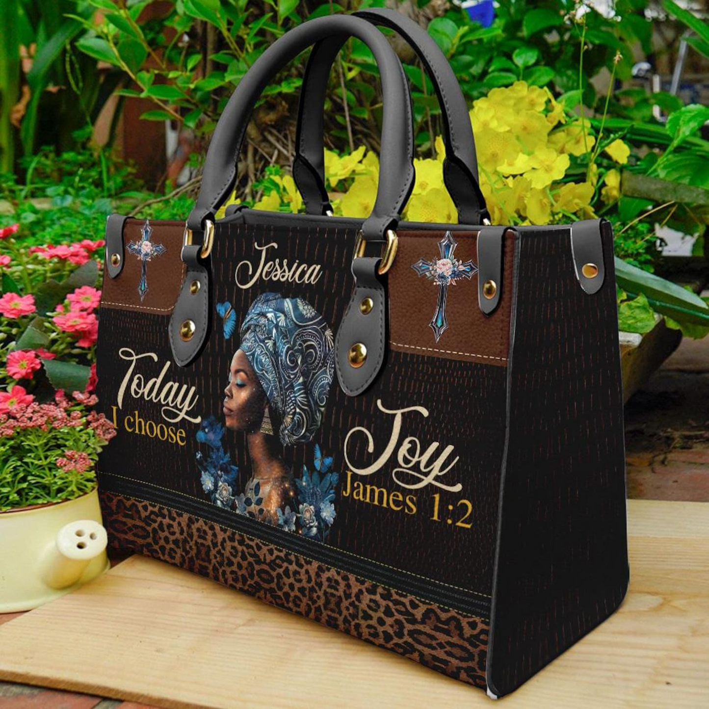 Today I Choose Joy Jesus Motivational Handbag- Personalized PU Leather Handbag For Black Women Umu1-4