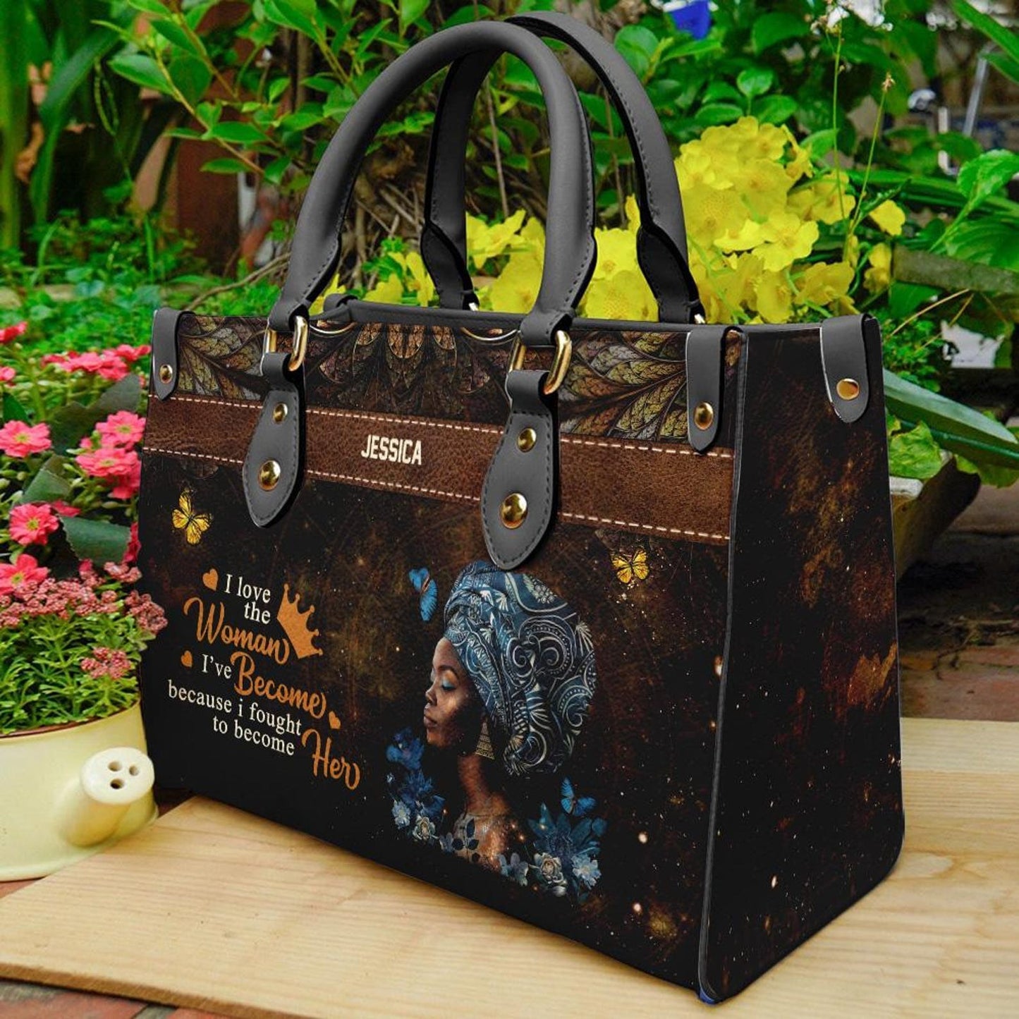 I Love The Woman I've Become Inspirational Bag Gift- PU Leather Handbag For Black Women Umds25