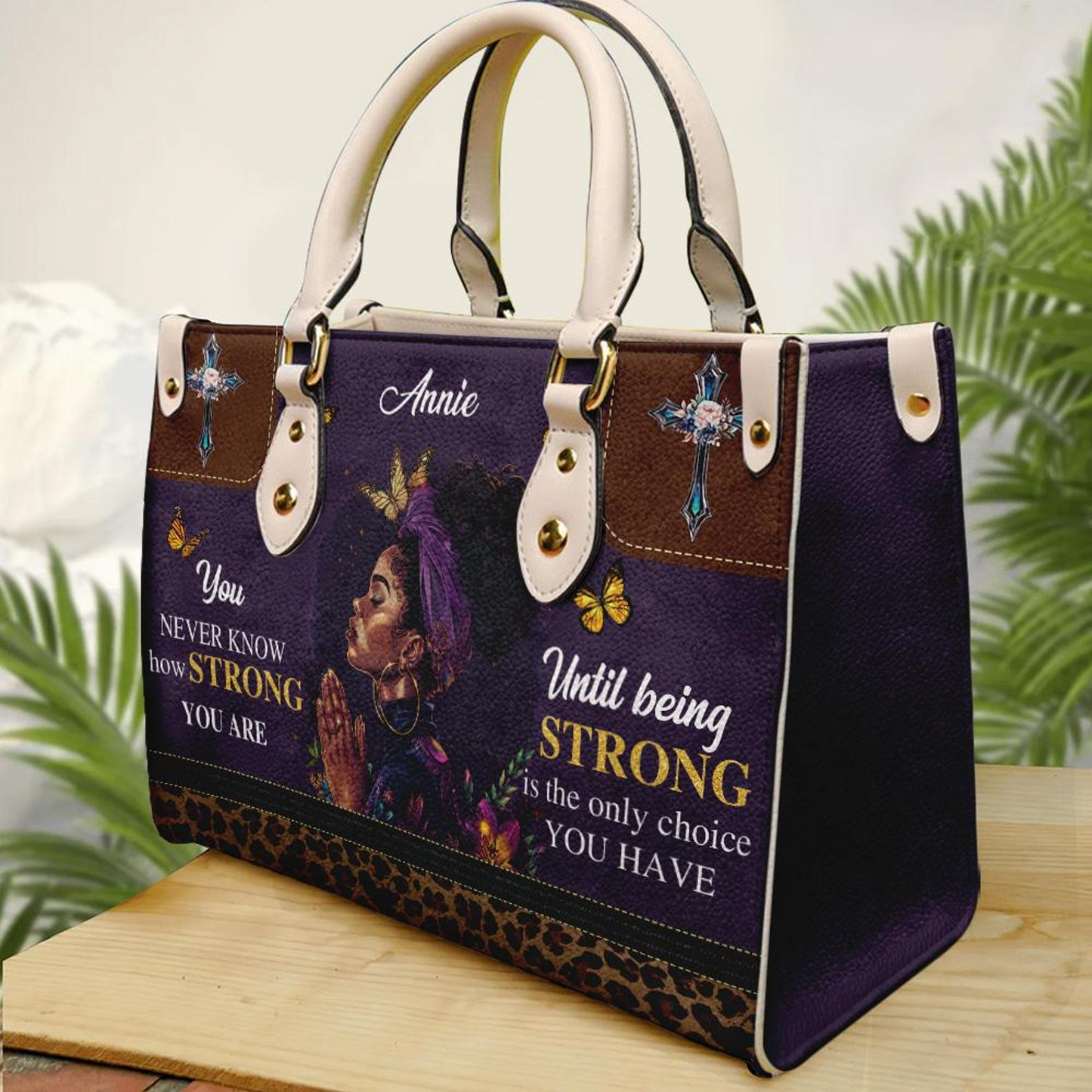 Leather Handbag With Motivational For African American Women-Personalized Black Girls Handbag ID-0503-T2QB