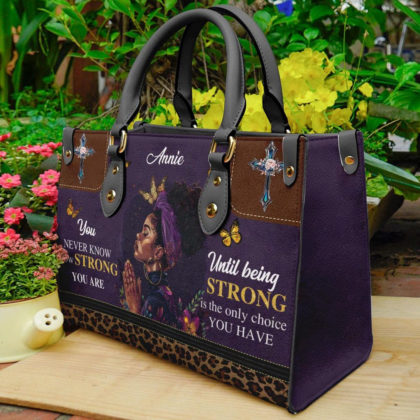 Leather Handbag With Motivational For African American Women-Personalized Black Girls Handbag ID-0503-T2QB