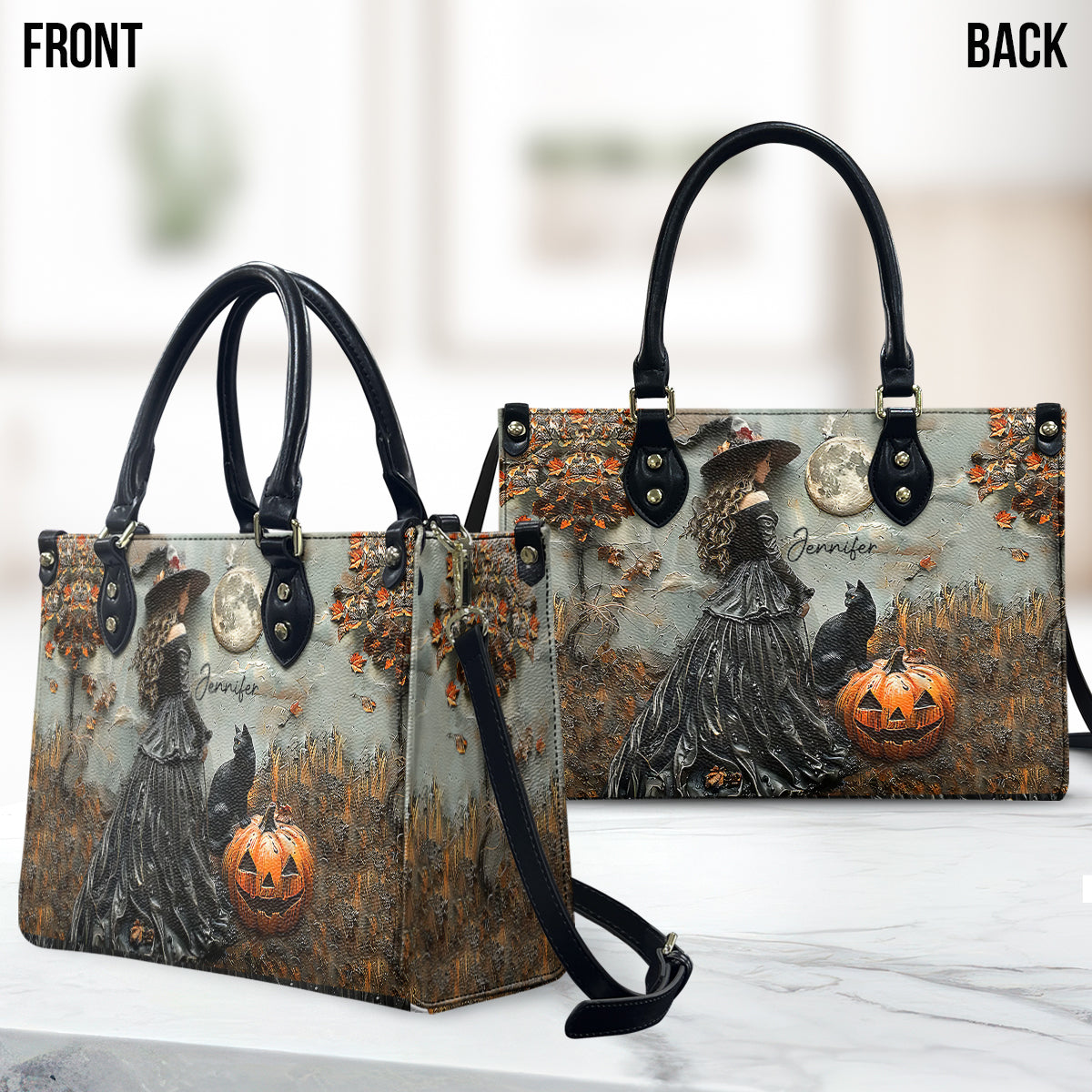 Witchy Gothic PU Leather Handbag-Spooky Halloween Bags
