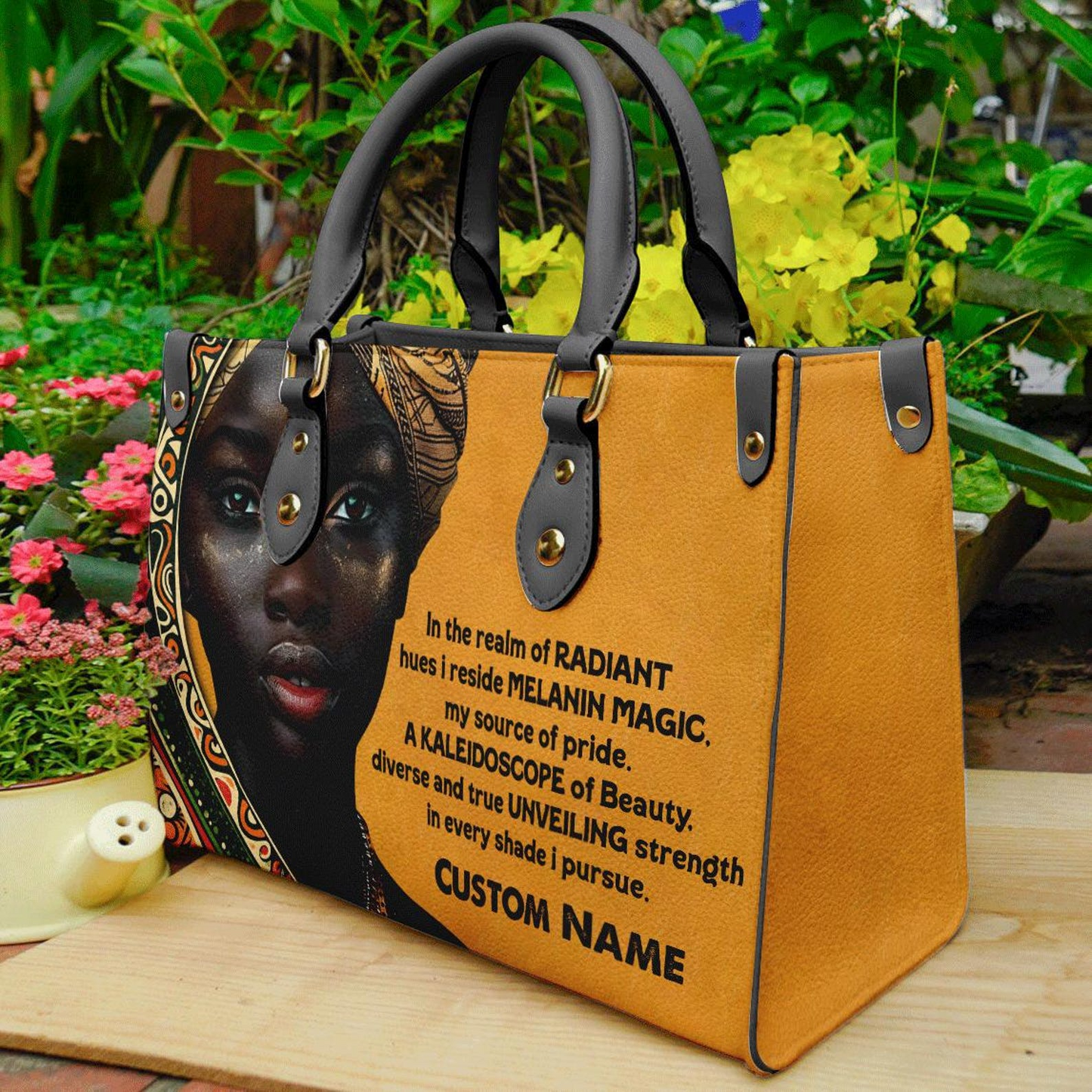 Melanin Magic Custom PU Leather Handbag For Black Women ID-0417-ZWZV