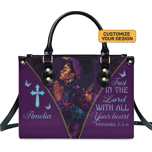 Trust In The Lord Motivation Christian Leather Handbag For Black Women Umds27