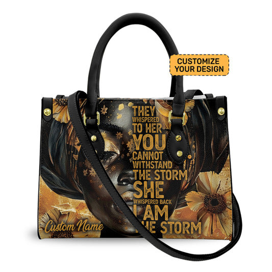 I Am The Storm Inspirational Leather Handbag for Black Women ID-0322-GVEL