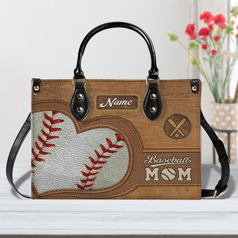 Gift for Baseball Mom- Personalized Leather Handbag for Baseball Lover ID-0703-KI0T