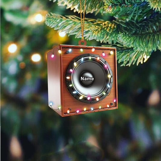 Personalized Music Speakers Christmas Ornament – Custom Speaker Hanging Ornament, Music Lover Holiday Tree Decor