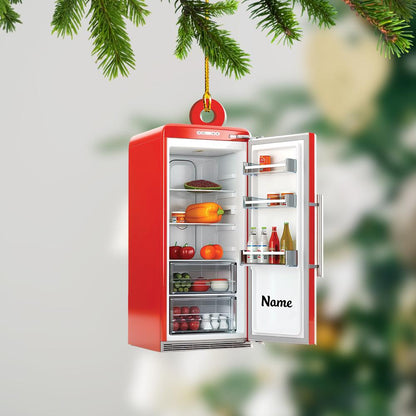 Fridge Christmas Ornament – Refrigerator Holiday Decor, Kitchen Christmas Tree Ornament, Chef & Cooking Lover Gift