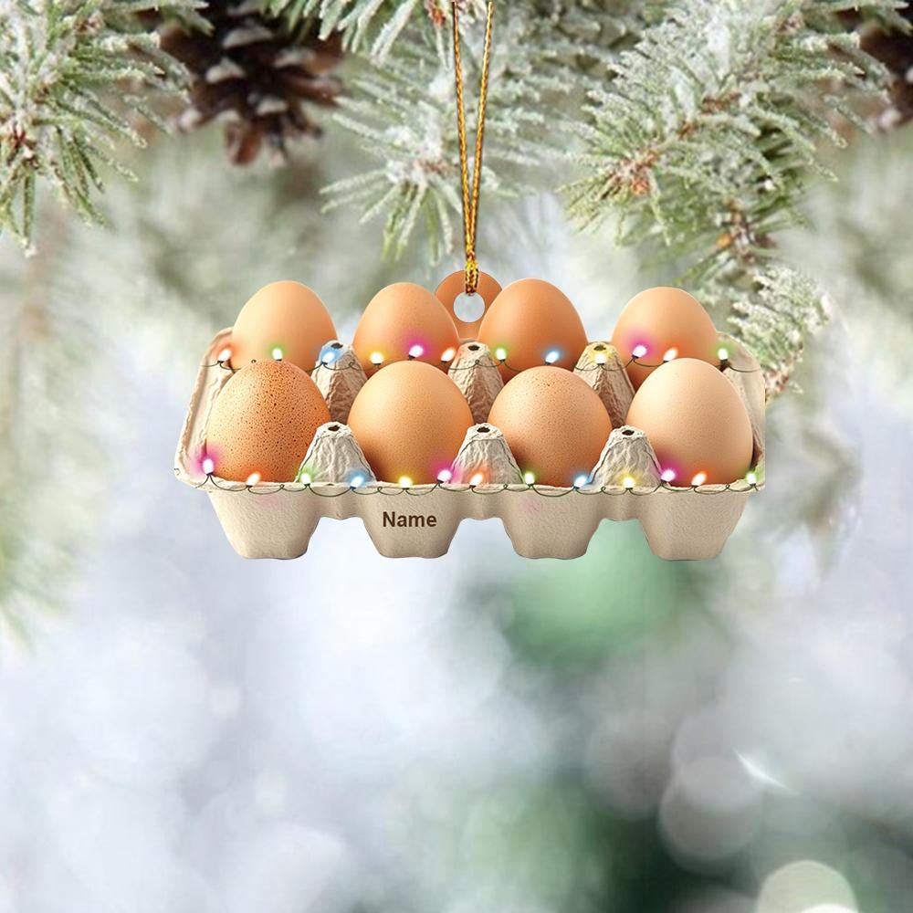Personalized Egg Tray Christmas Ornament – Custom Eggs & Kitchen Ornament, Cooking Holiday Decor, Chef and Food Lover Christmas Gift
