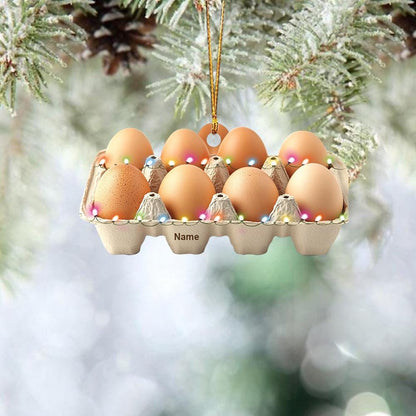 Personalized Egg Tray Christmas Ornament – Custom Eggs & Kitchen Ornament, Cooking Holiday Decor, Chef and Food Lover Christmas Gift