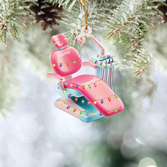 Personalized Dental Chair Christmas Ornament – Custom Dentist & Dental Hygienist Ornament, Dental Office Holiday Decor, Dentist Gift
