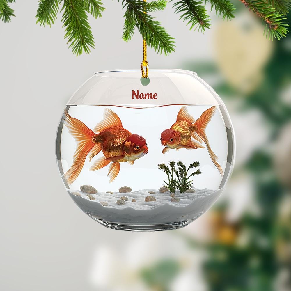 Goldfish Fishbowl Christmas Ornament – Cute Aquarium Hanging Ornament, Xmas Tree Decor, Fish Lover Holiday Gift