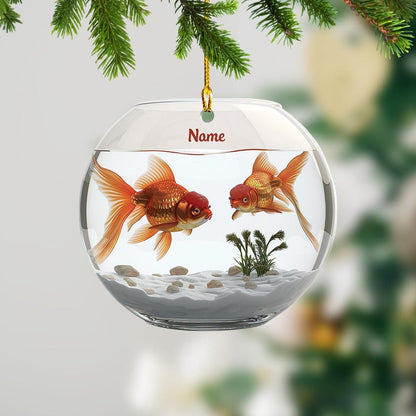 Goldfish Fishbowl Christmas Ornament – Cute Aquarium Hanging Ornament, Xmas Tree Decor, Fish Lover Holiday Gift