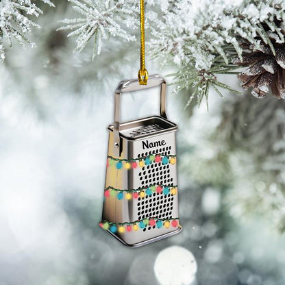 Personalized Cheese Grater Christmas Ornament – Custom Cooking Ornament, Cheese Lover Holiday Gift, Chef & Kitchen Christmas Decor