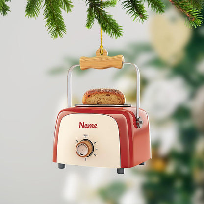 Bread Toaster Christmas Ornament – Festive Toaster with Christmas Lights, Kitchen Holiday Decor, Xmas Tree Hanging Gift